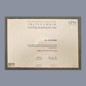Fortbildungsdiplom für Dr. Jörg Knabl